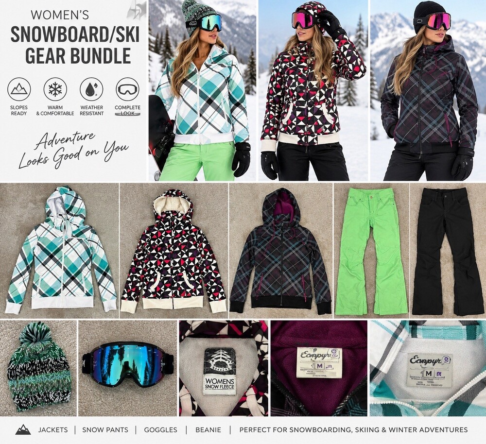 Empyre Snow Fleece Hooded Jackets Small With Pants XS And Goggles Y2K